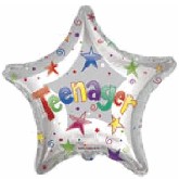 18" Teenager Silver Star Mylar Balloon