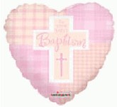 9" Airfill Only Baptism Girl Cross Balloon