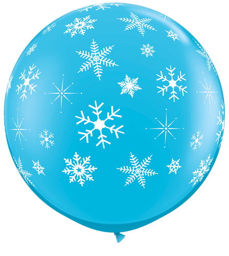36" Robin's Egg Blue Snowflakes Latex Balloon