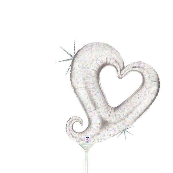 14" Airfill Only Holographic Shape Chain of Hearts - Silver Balloon