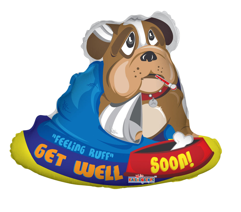 28" Feeling Ruff Get Well Soon Bulldog Balloon