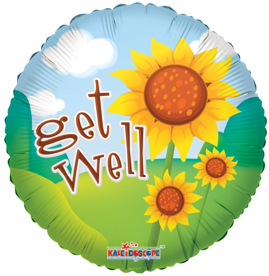 18" Get Well Bright Sunflowers Balloon