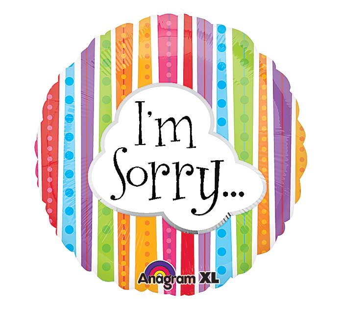 18" I'm Sorry Colorful Lines Balloon Packaged