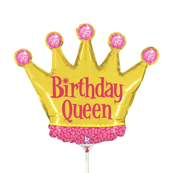 14" Airfill Only Mini Air Shape Birthday Queen Crown Balloon
