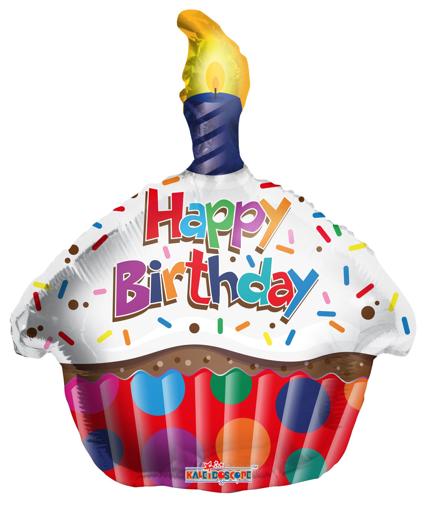 28" Birthday Cupcake Foil Balloons