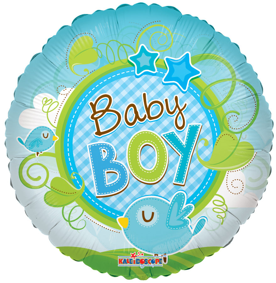 9" Airfill Only Baby Boy Bird Clear View Balloon