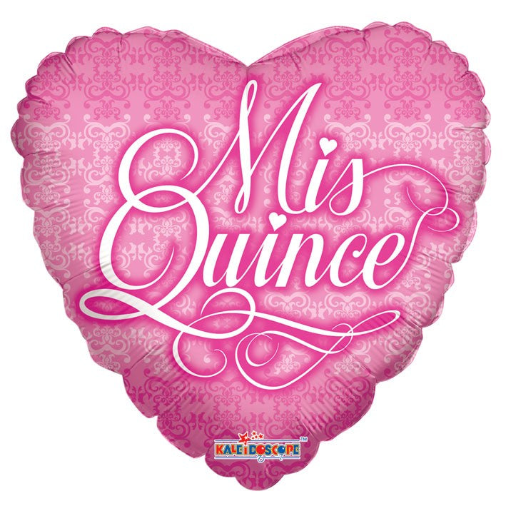 18" Mis Quince Corazón Rosado Balloon (Spanish)