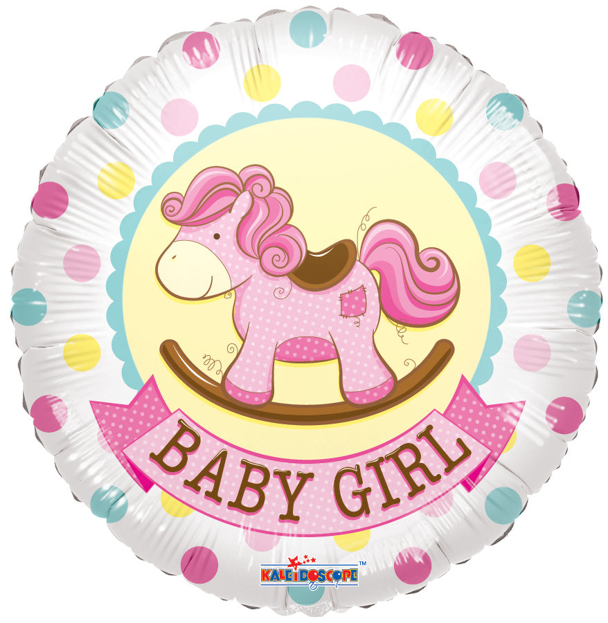 18" Baby Girl Roking Horse Gellibean Balloon