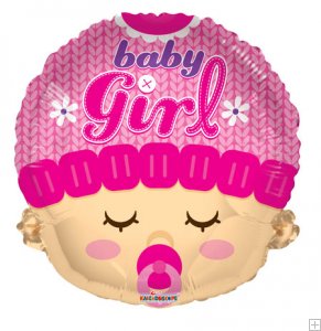 18" Baby Girl Head Shape Mylar Balloon