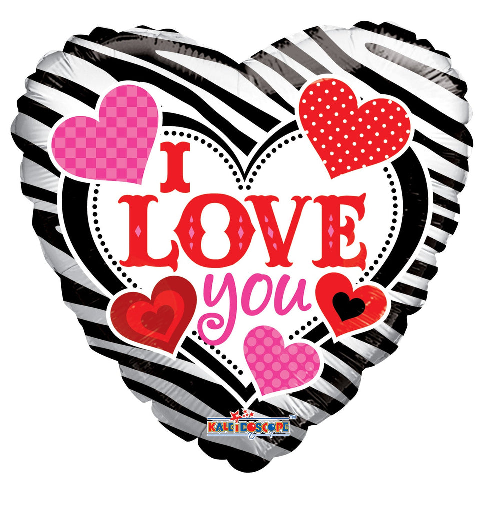 18" I Love You Zebra Pattern Balloon