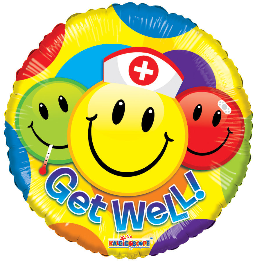 9" Airfill Only Get Well Smileys Balloon