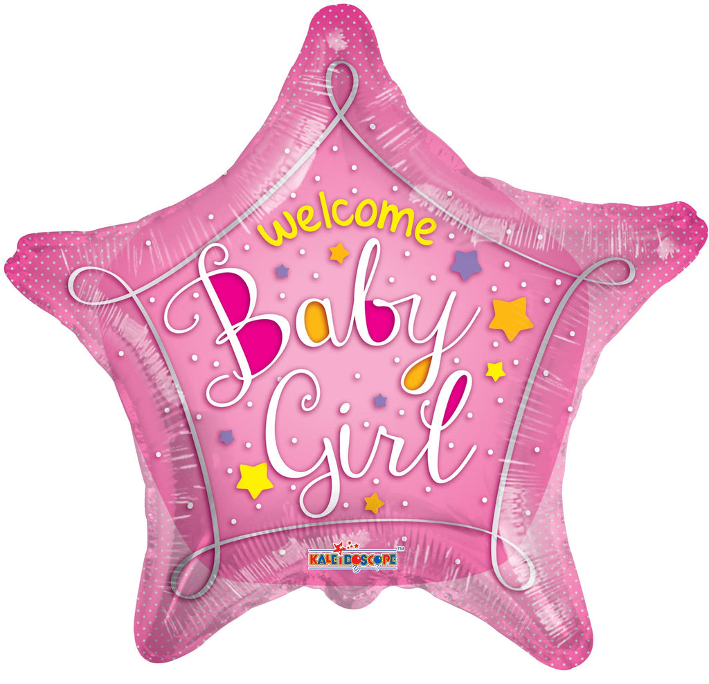 18" Welcome Baby Pink Star Balloon