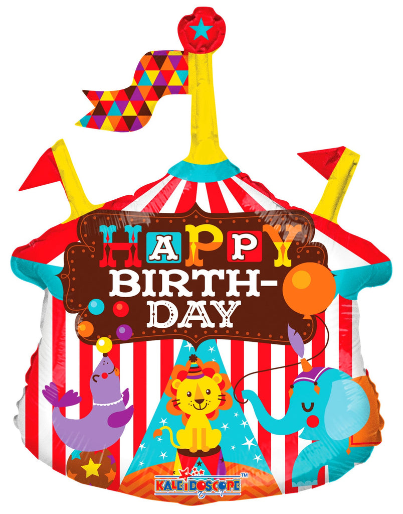 14" Airfill Only Circus Happy Birthday Mini Shape Balloon