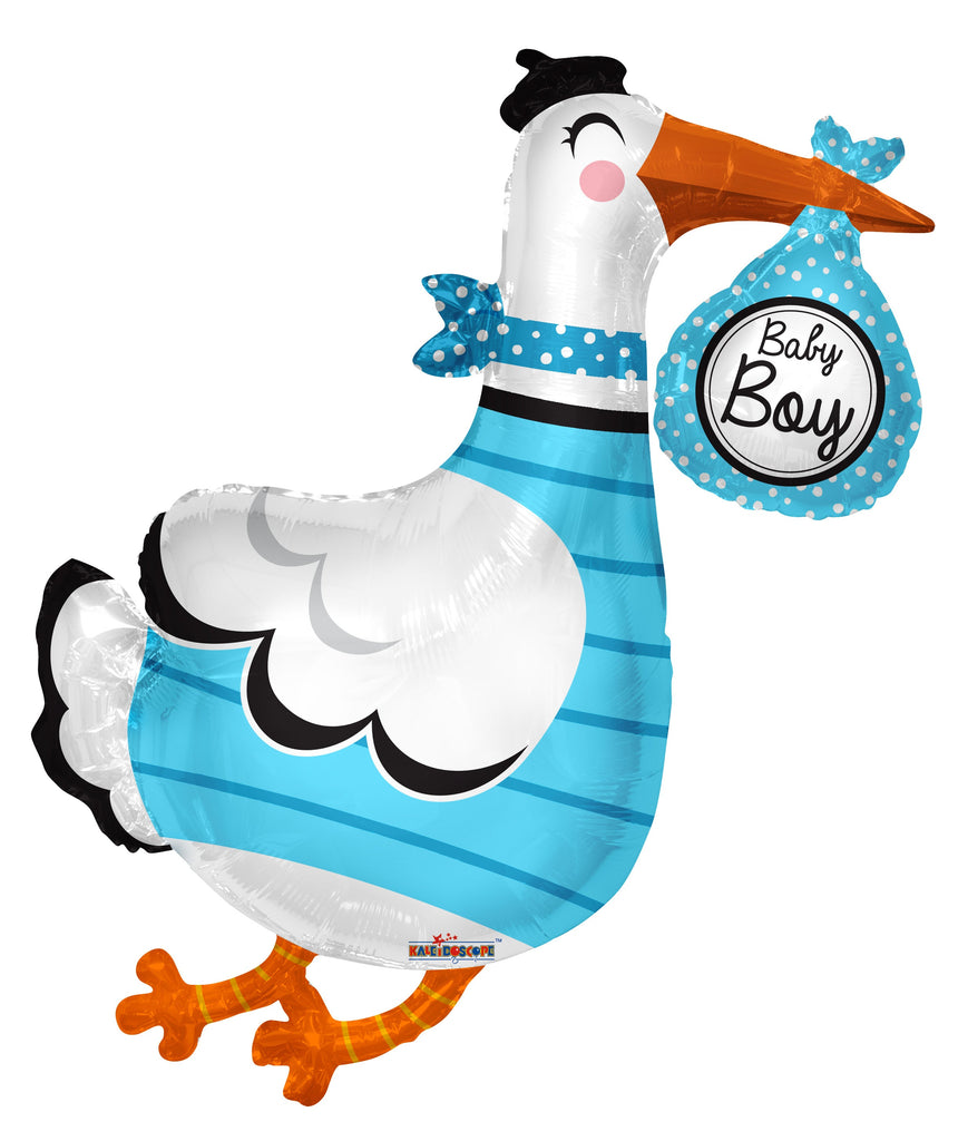 36" Baby Boy Stork Shape Balloon