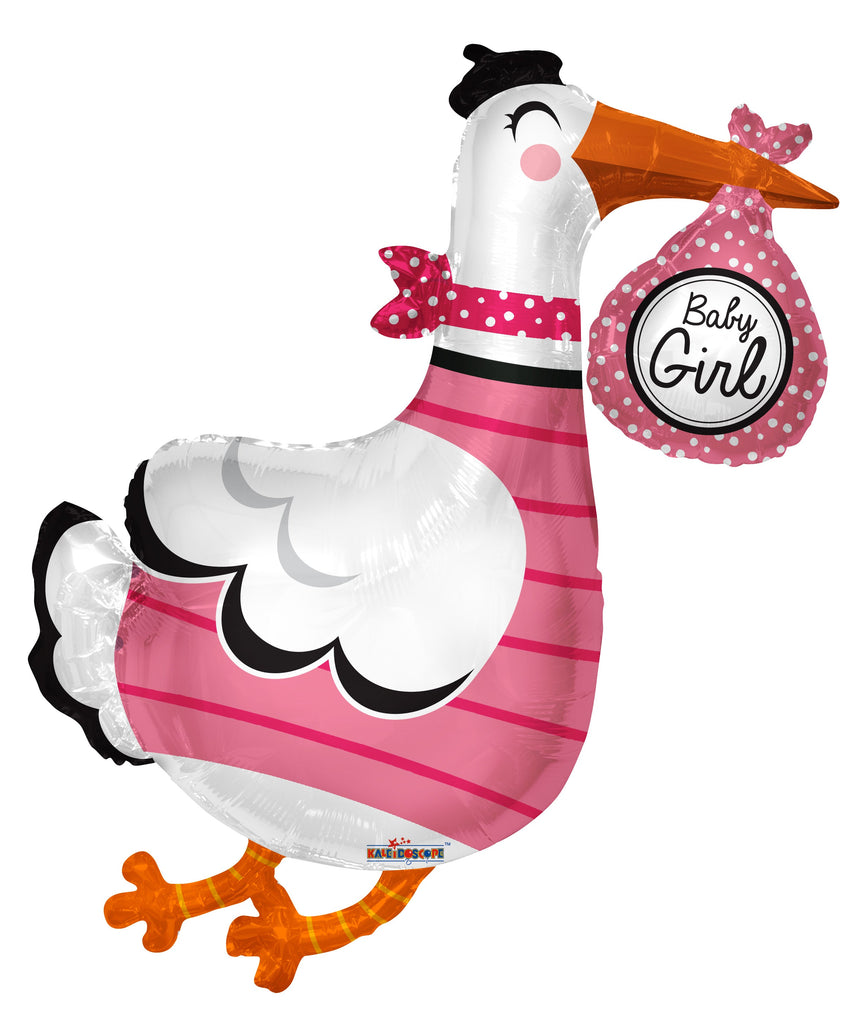 36" Baby Girl Stork Shape Balloon