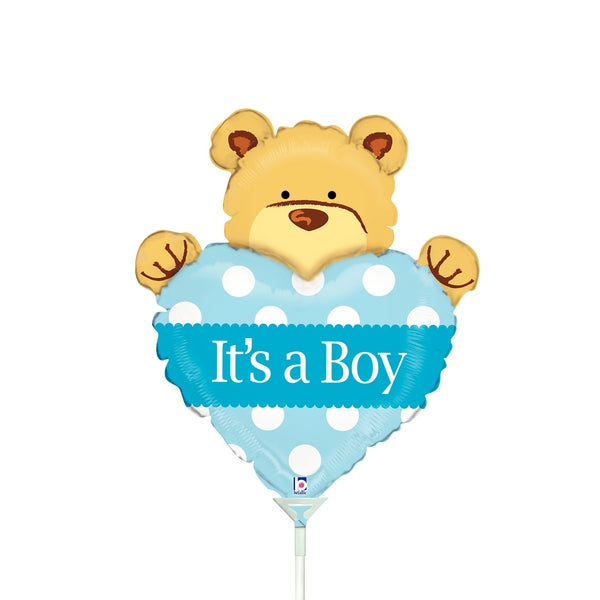 14" Airfill Only Mini Air Shape Big Heart Bear Boy Balloon