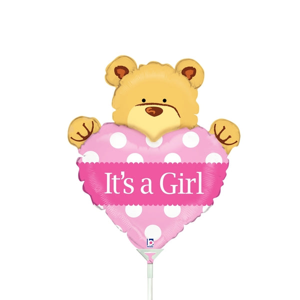 14" Airfill Only Mini Air Shape Big Heart Bear Girl Balloon