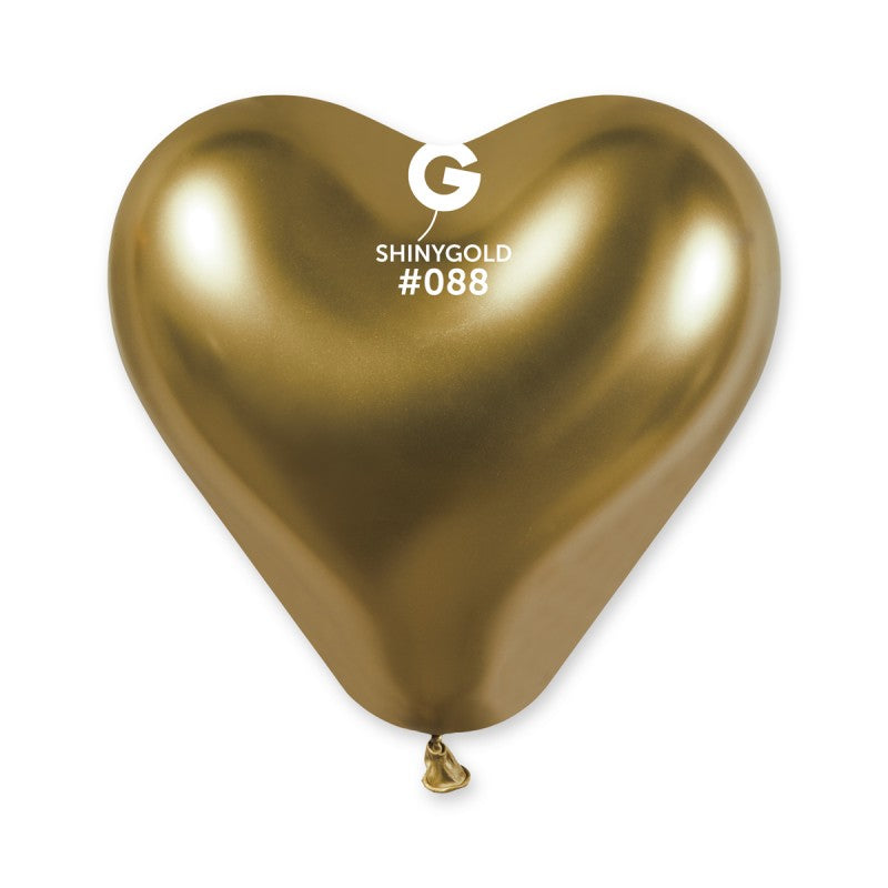 13" Gemar Latex Balloons (Bag of 25) Shiny Gold Heart
