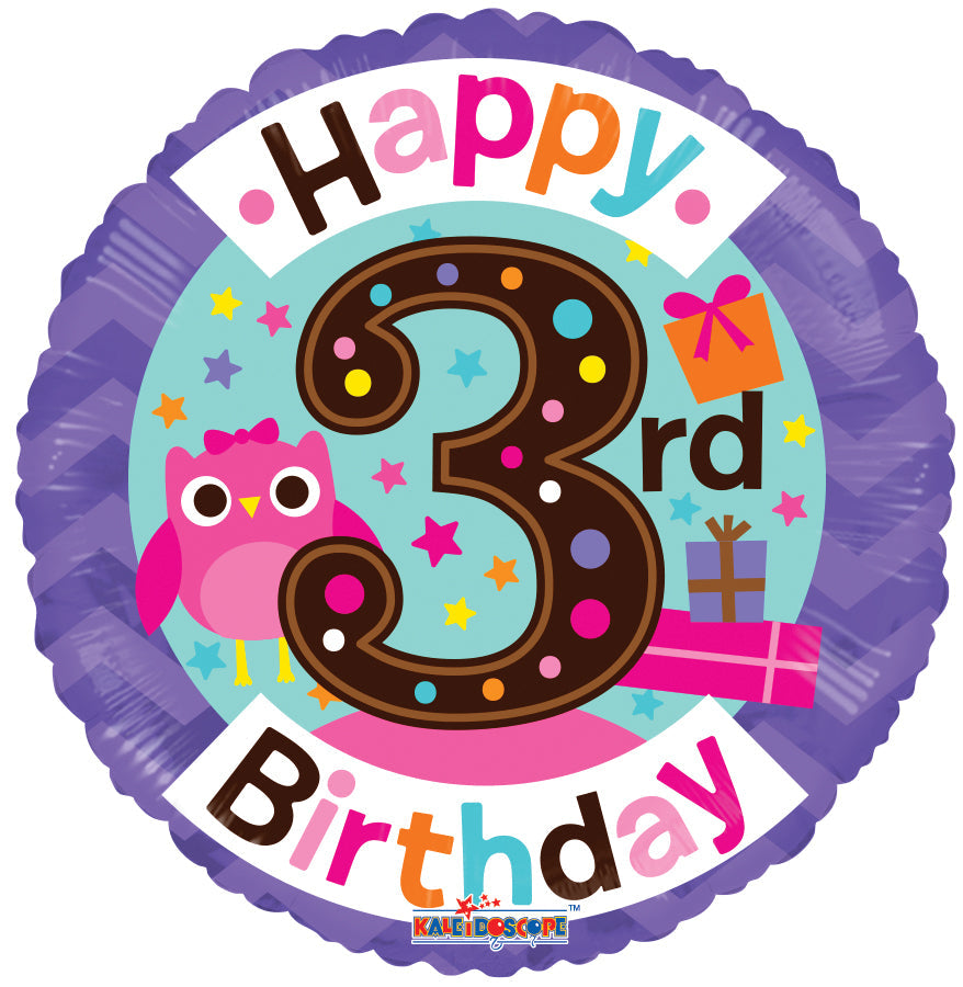 18" 3rd Birthday Girl Balloon