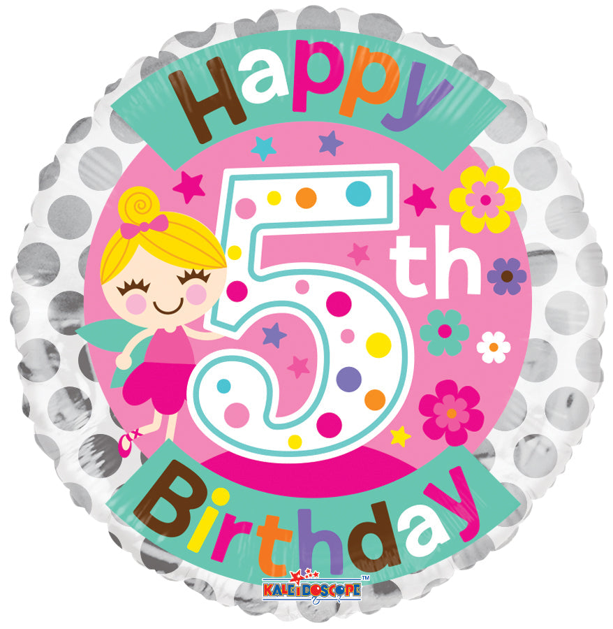 18" 5th Birthday Girl Balloon