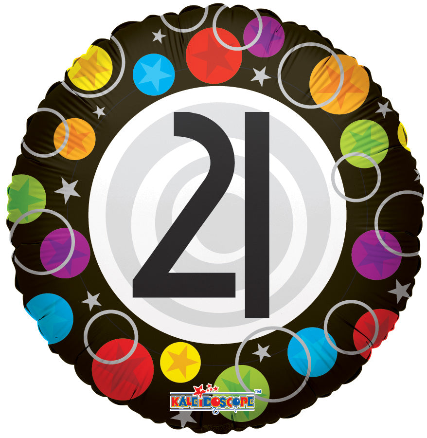 18" 21st Birthday Dots Balloon