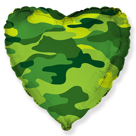 18" Heart Shaped Military Camouflage Foil Balloon