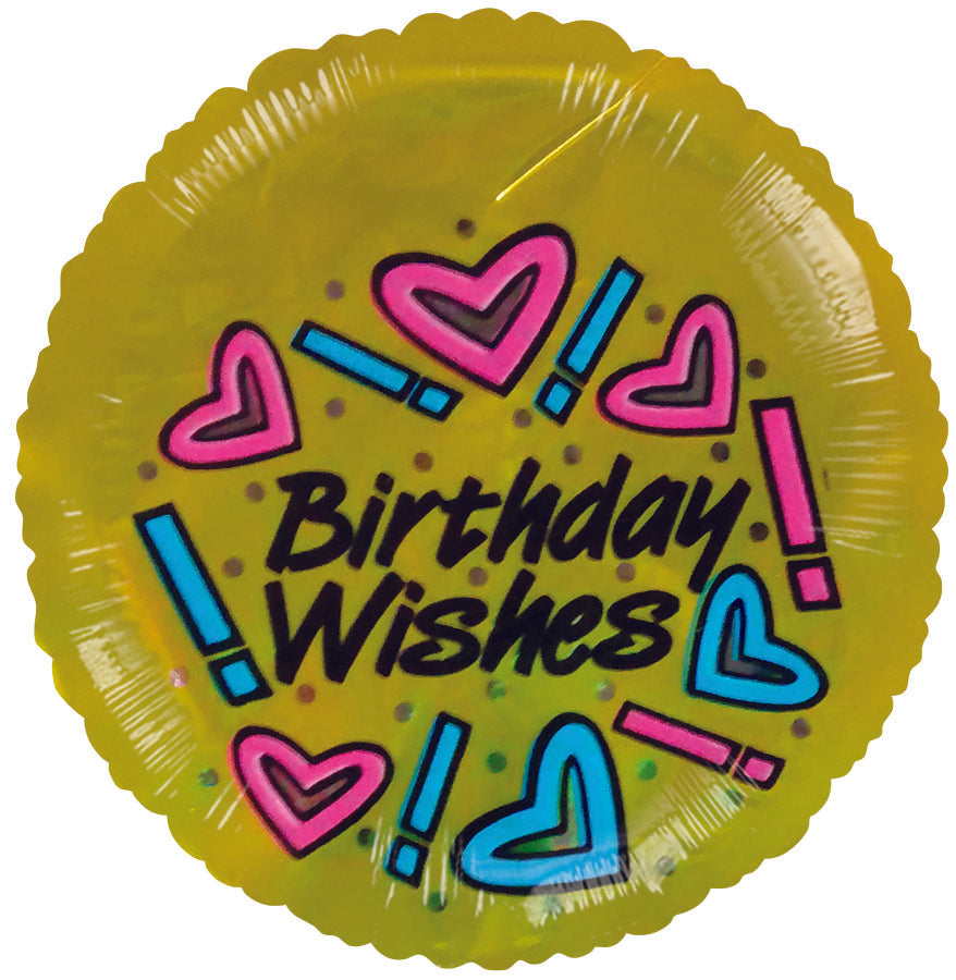 2" Airfill Only Happy Birthday Wishes Gold Balloon