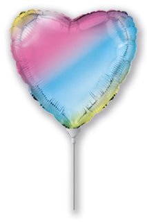 9" Airfill Only Gradient Mini Heart Foil Balloon