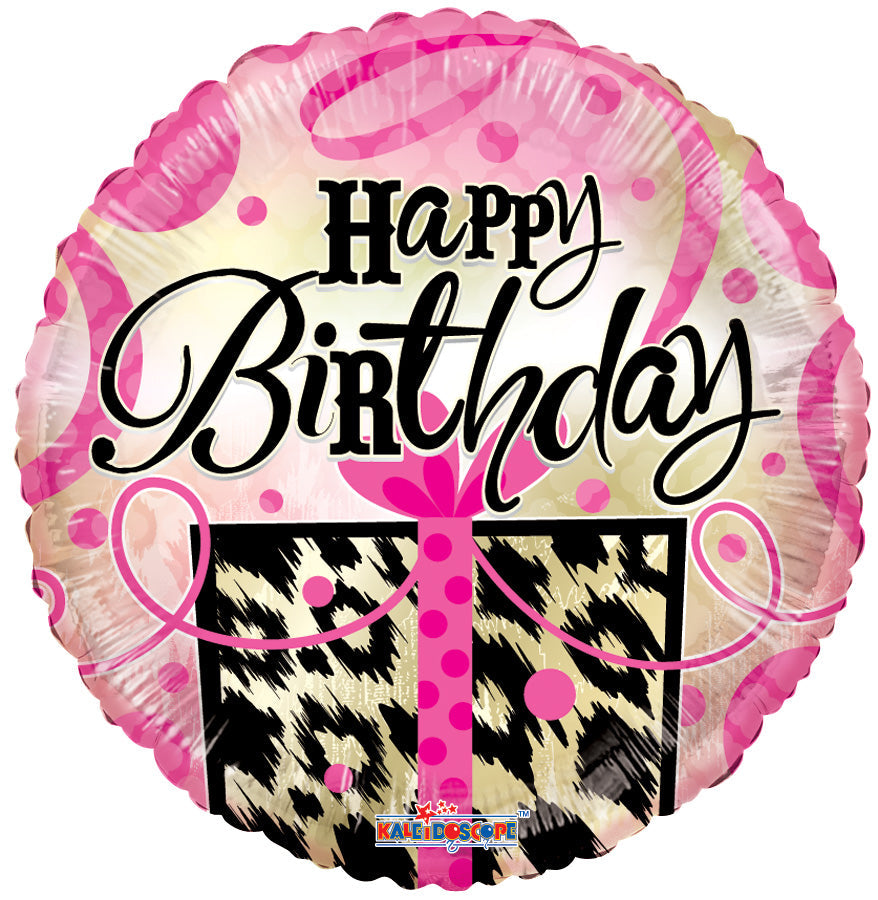 18" Birthday Animal Print Present Balloon