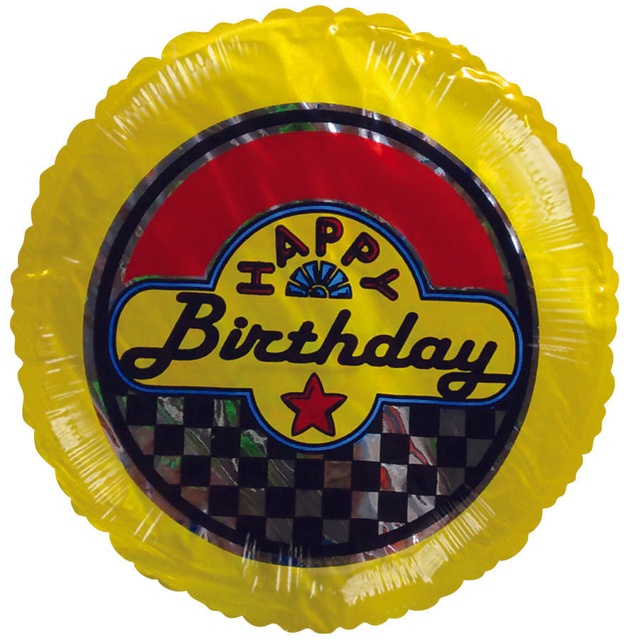 4" Airfill Only Happy Birthday Yellow Checkered Balloon