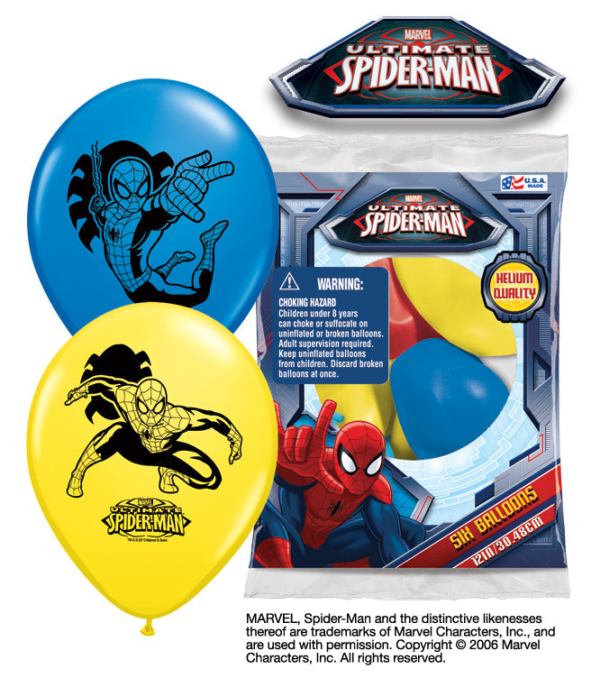 12" Spider-Man (6 Pack) Latex Balloons