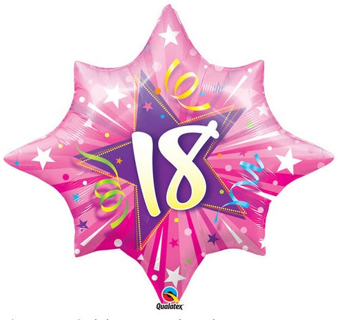 28" 18th Birthday Pink Shinning Star Balloon