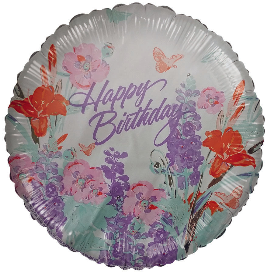 4" Airfill Only Happy Birthday Spring Flowers Balloon