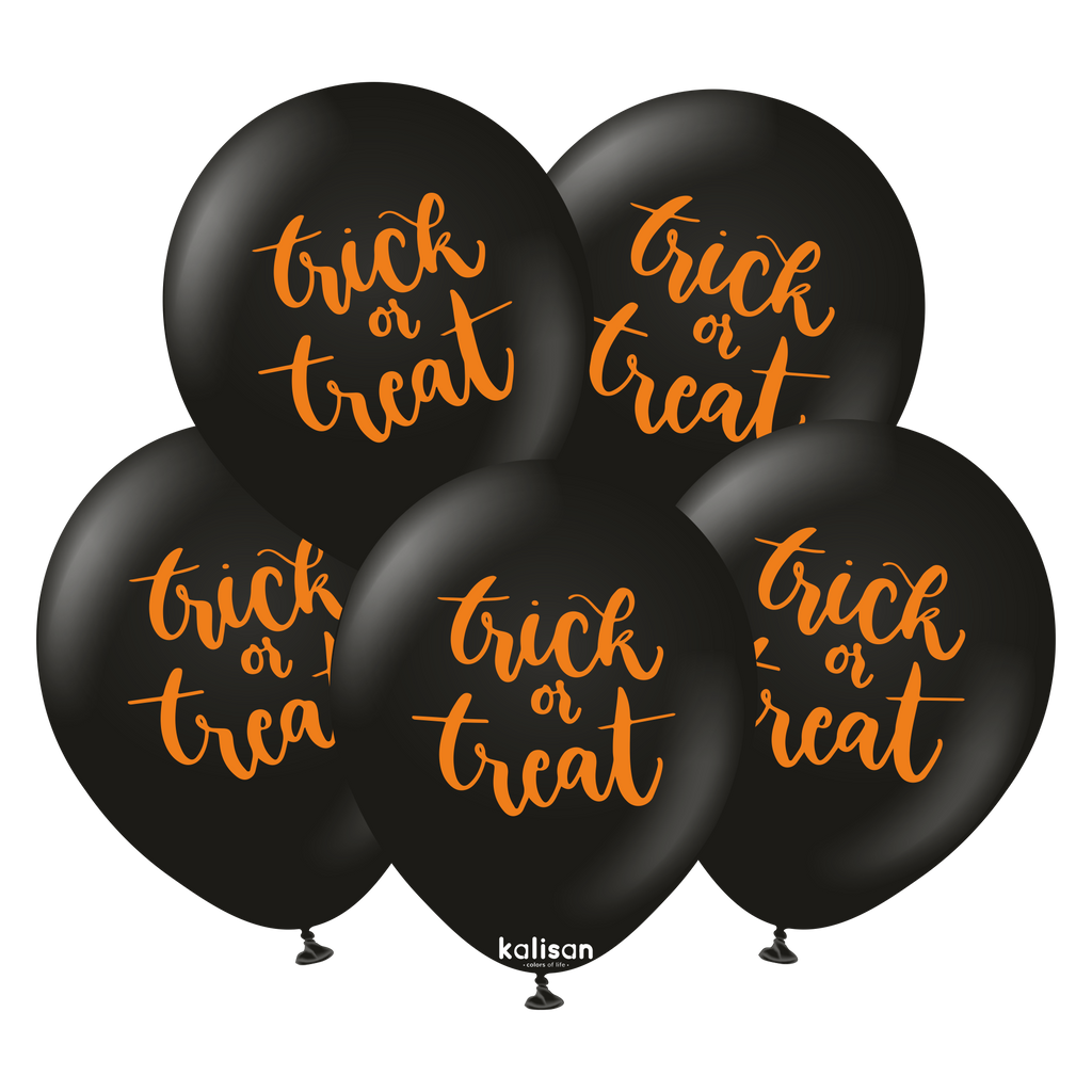12" Kalisan Print Halloween Trick Or Treat Latex Balloons (25 Per Bag)