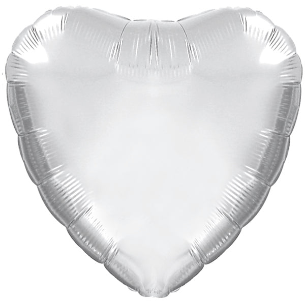 18" CTI Brand Platinum Silver Heart Foil Balloon