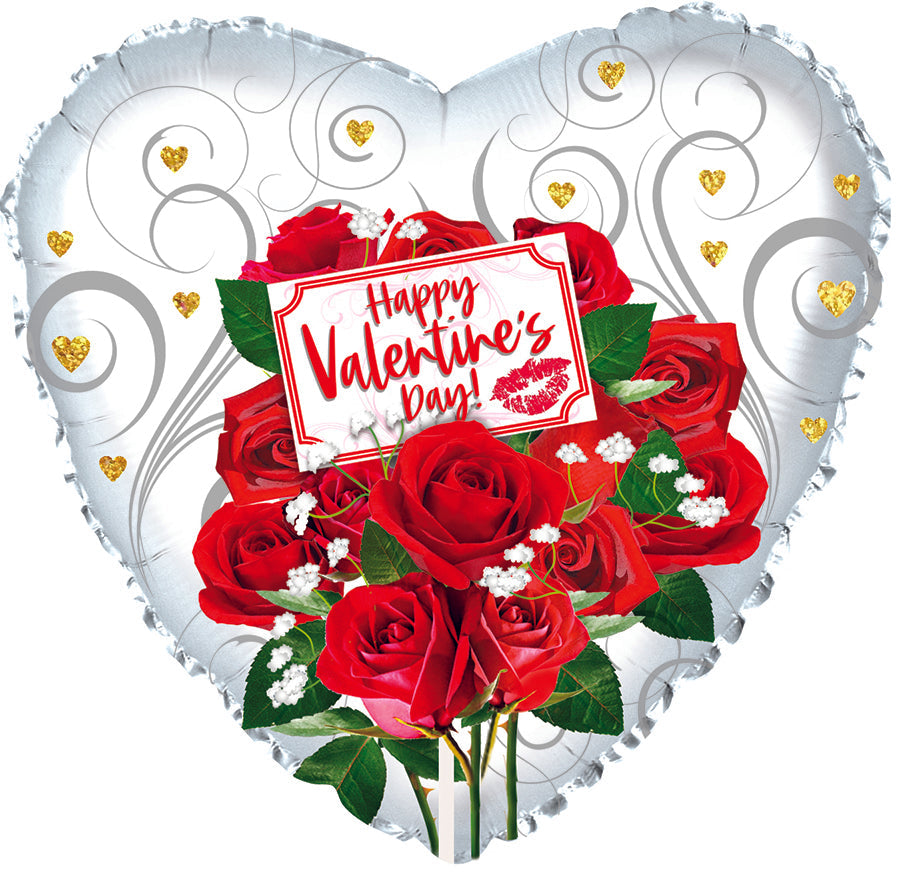 17" Happy Valentine's Day Rose Bouquet Foil Balloon