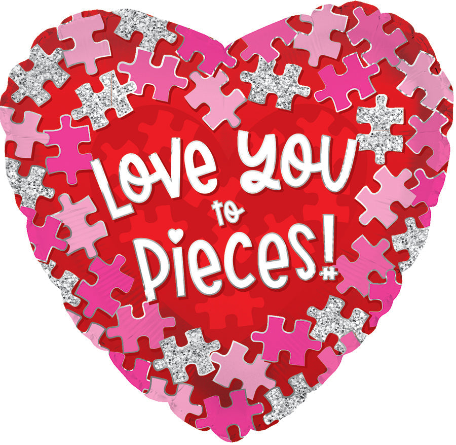 17" Love You To Pieces Foil Balloon