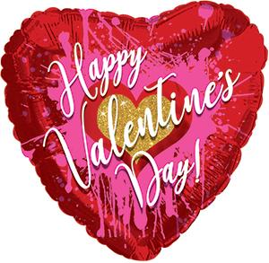18" Happy Valentine's Day Abstract Heart Foil Balloon