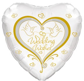 18" Wedding Wishes Two Doves Balloon