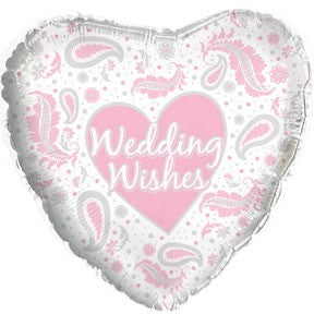 18" Wedding Wishes Paisley Pink Balloon