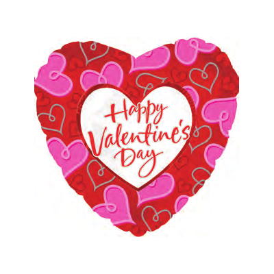 18" Happy Valentine's Day Heart Bands Balloon