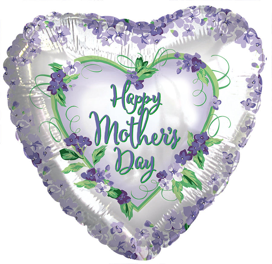 17" Happy Mother's Day Violets and Greens Balloon