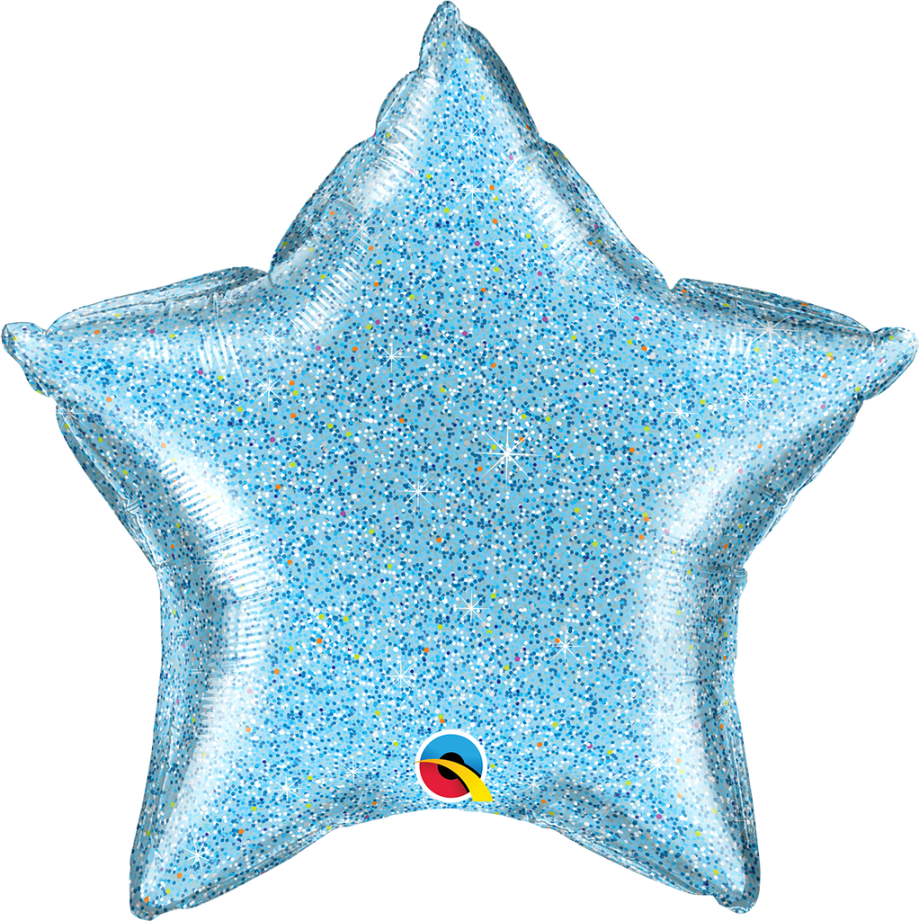 20" Star Glittergraphic Light Blue Foil Balloon