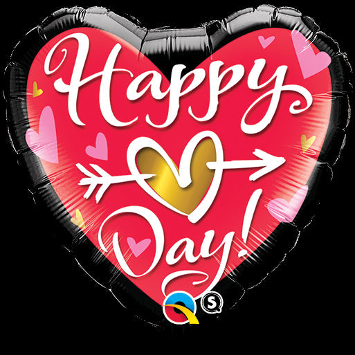 18" Happy Heart Day Qualatex Balloon