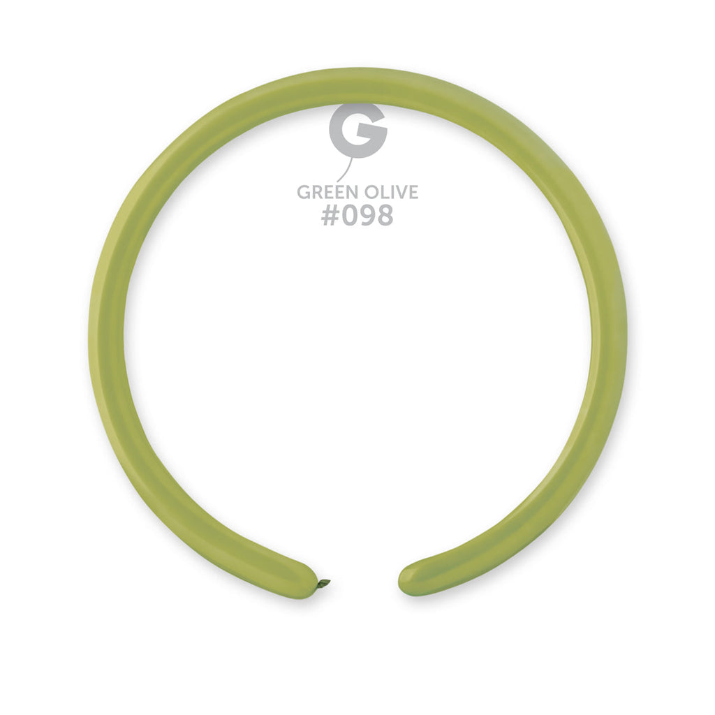 160G Gemar Latex Balloons (Bag of 50) Modelling/Twisting Green Olive