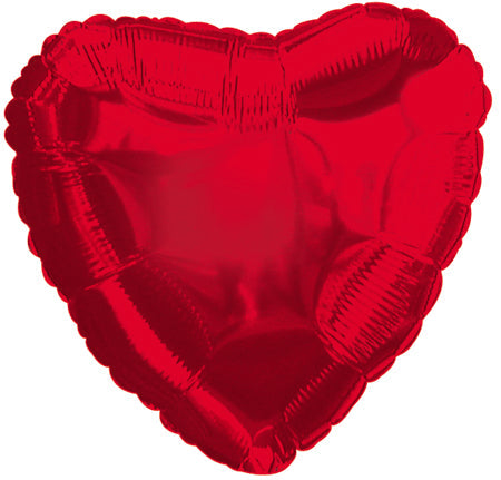 9" Red Heart Shaped Airfill Only Mylar Balloon