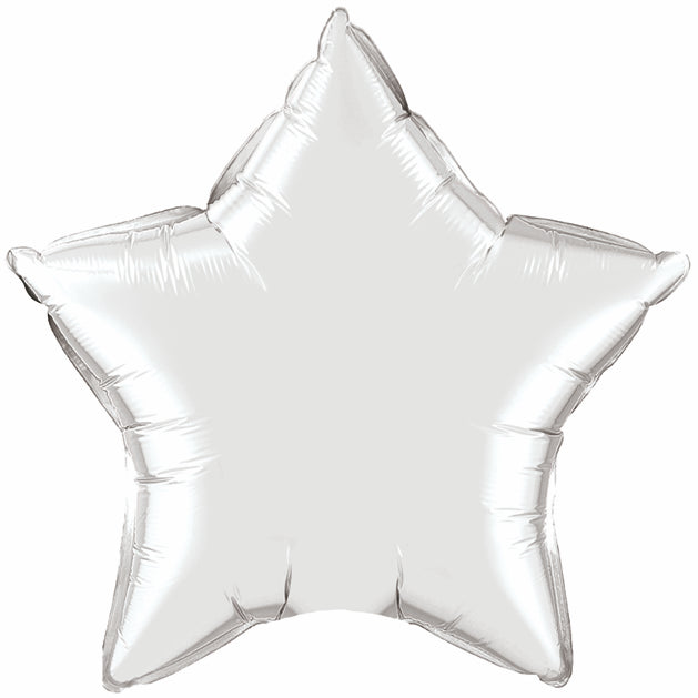 36" Qualatex Star Foil Mylar Balloon Silver