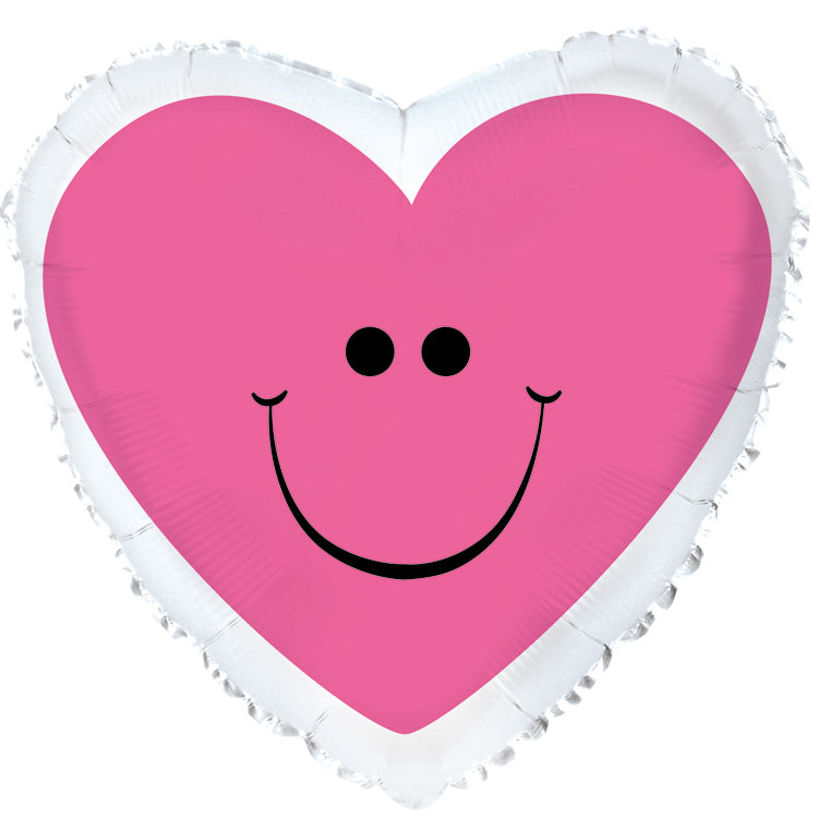 9" Airfill Only Pink Smiley Hearts Balloon