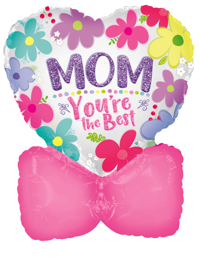 11" Airfill Only Mother's Day Heart With Bow Foil Balloon
