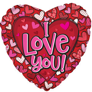 14" Airfill Only I Love You Pattern Hearts Foil Balloon